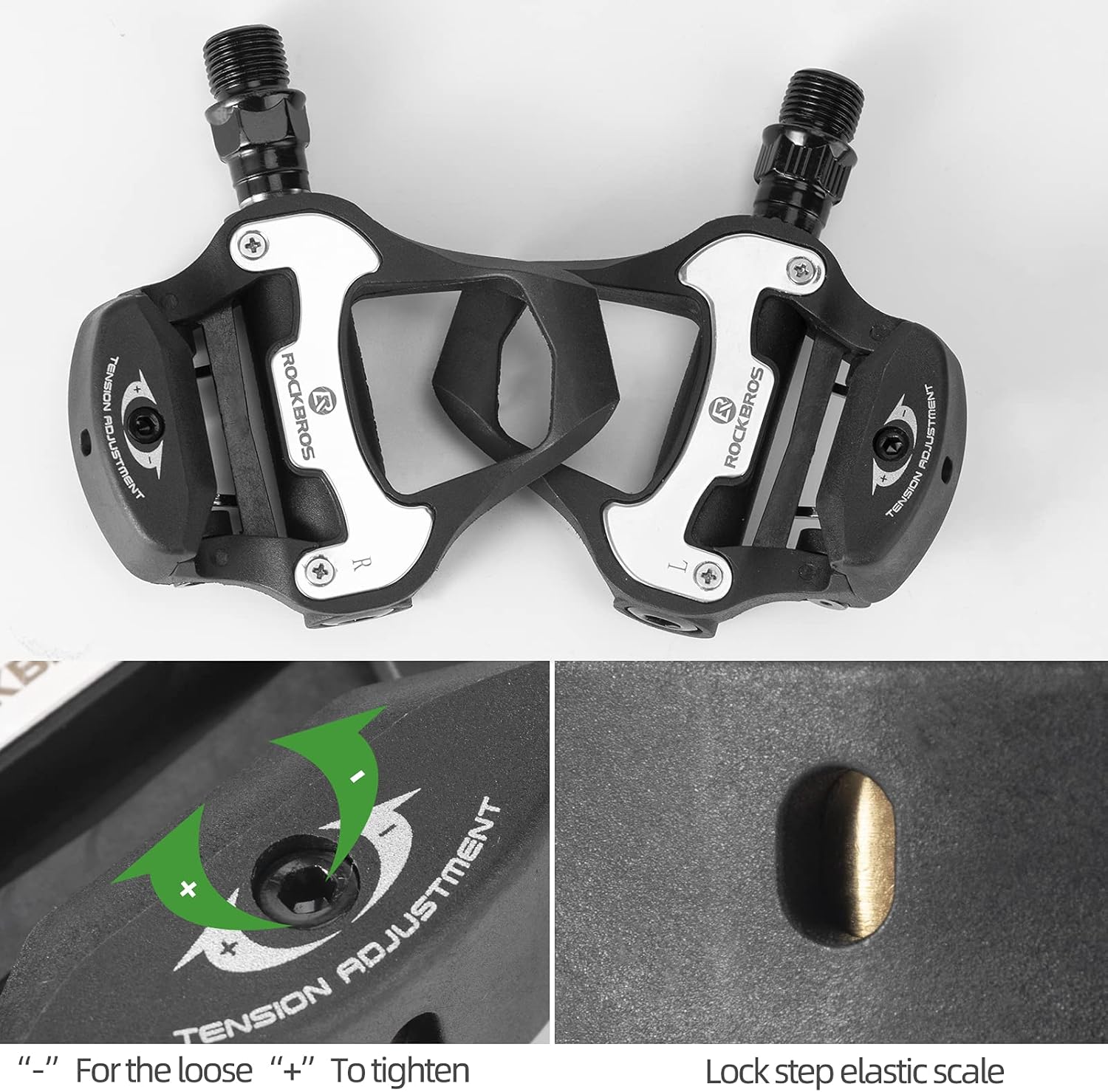 ROCKBROS Clipless Bike Pedals - Compatible with Look KEO | Durable Road Bicycle Pedals Set