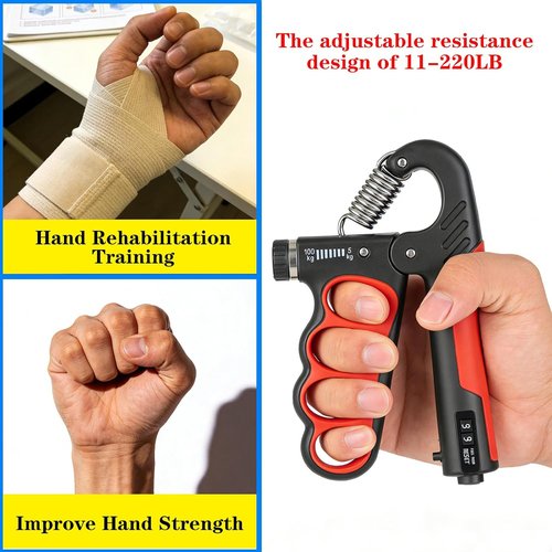 Hand Gripper by [Brand Name] - Adjustable 11-220LB Grip Strength Trainer for Muscle Building & Recovery