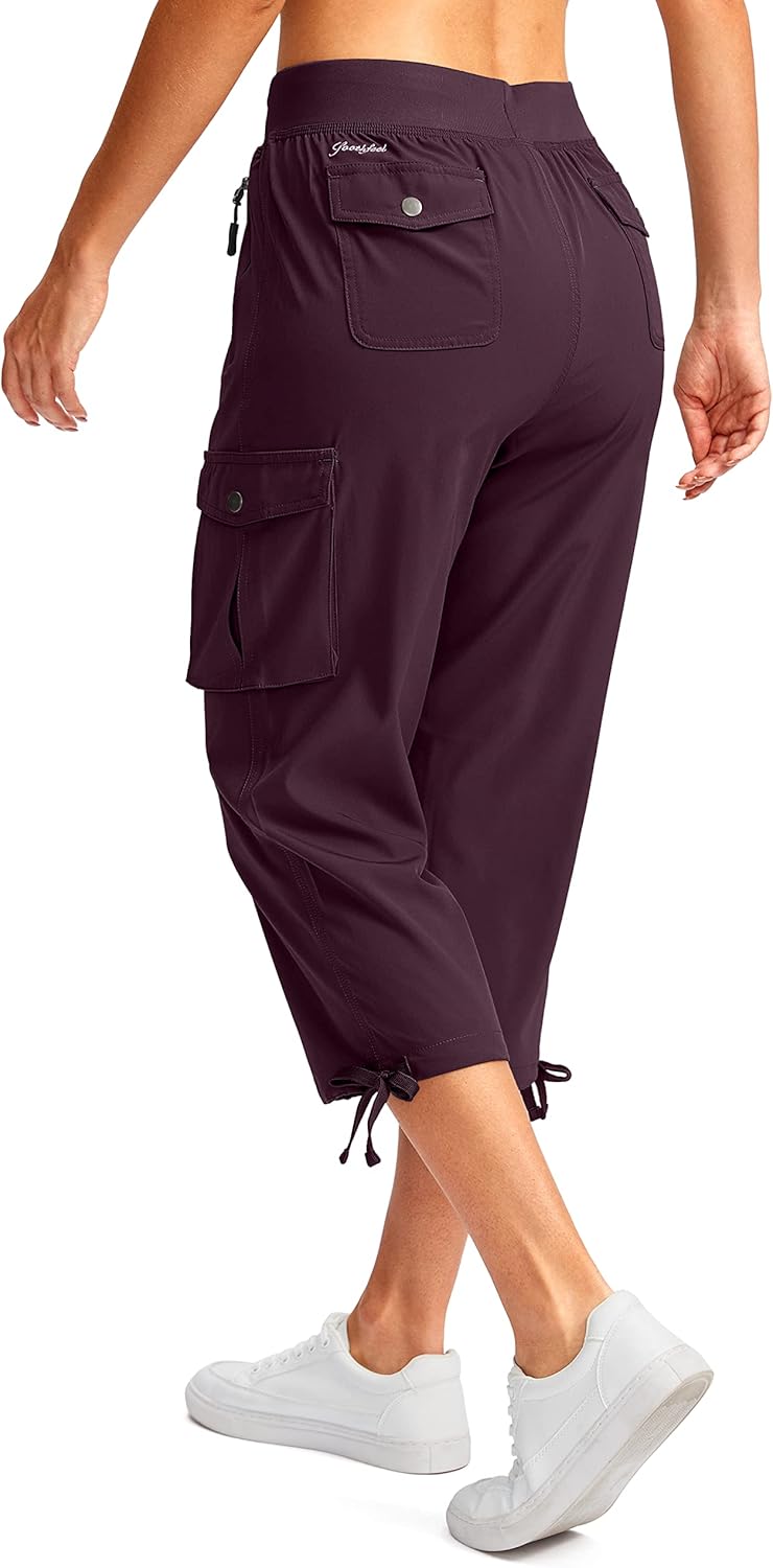 Soothfeel Women's Cargo Capris - Lightweight Quick-Dry Travel Pants with 6 Pockets for Summer Hiking