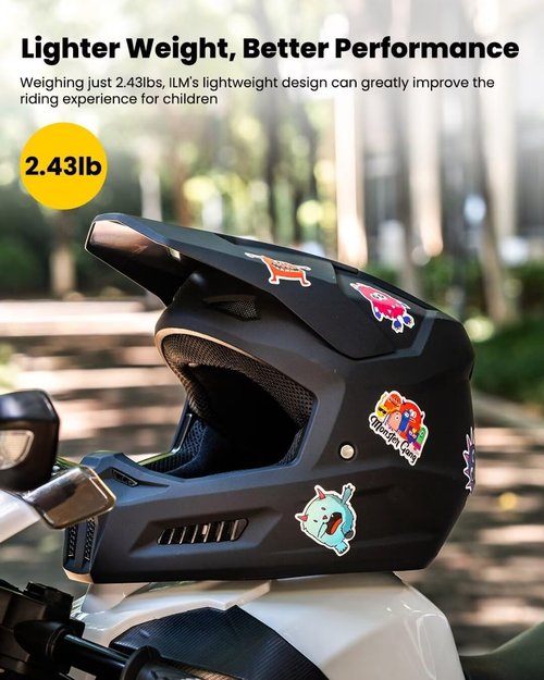 ILM Youth Dirt Bike Helmet - DOT Approved Motocross ATV Helmet with Goggles, Gloves & Stickers