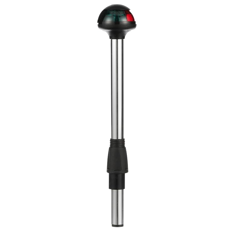 Bi-Color Boat Bow Light 10-Inch Pole - Attwood Pulsar 5090 Series Green & Red (2-Pin Base)