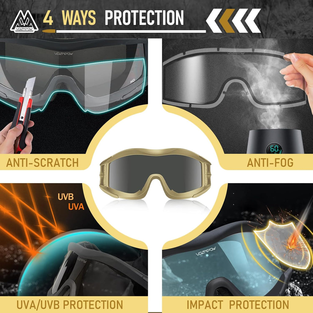 Airsoft Goggles - ANSI Z87.1 Certified Anti-Fog Safety Glasses | Impact Resistant Tactical Design