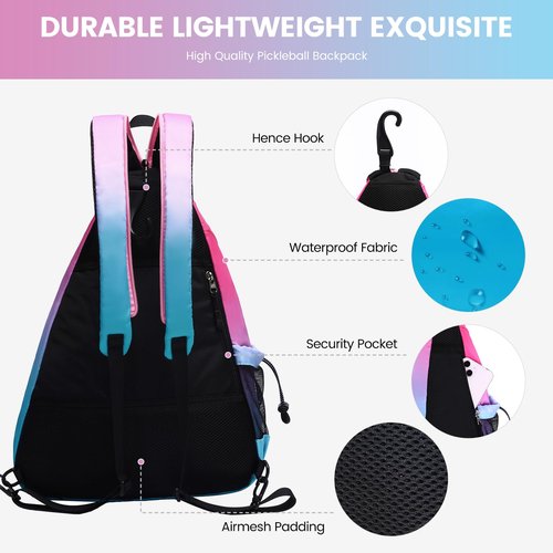 Sucipi Reversible Pickleball Paddle Bag - Men & Women's Pickleball Backpack with Racket Bags (Dark Blue & Pink)