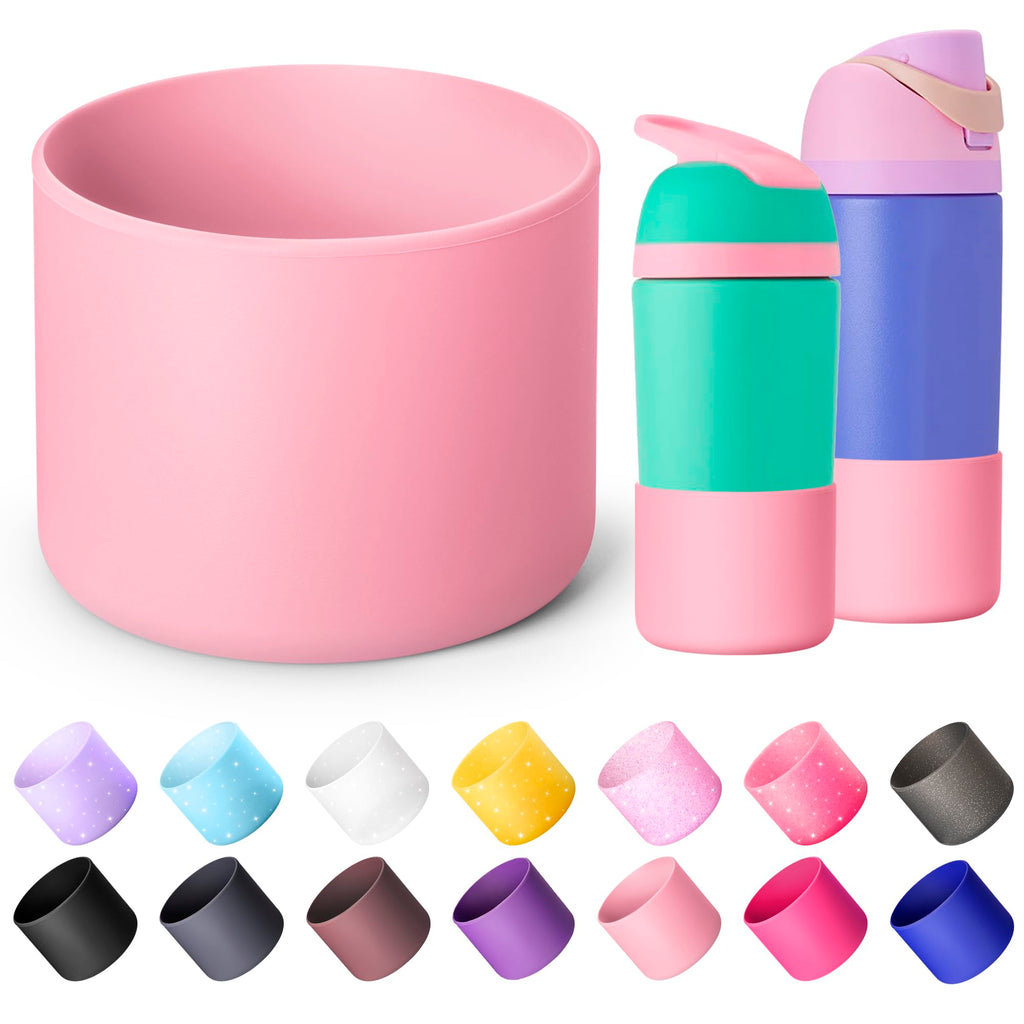 Diumepo Silicone Water Bottle Boot for Owala 14/16oz, Anti-Slip Protective Sleeve Bottom Bumper Protector for Owala 12 oz Tumbler, Flip 14 oz and FreeSip 16 oz Water Bottle (Light Pink)