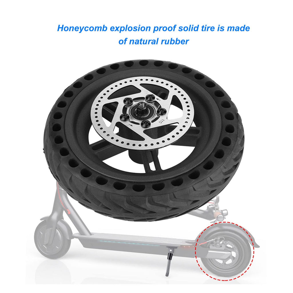 POENVFPO Electric Scooter Rear Tire, 8.5 Inch Rear Solid Tire Wheel Hub 110mm Brake Disk Electric Scooter Upgrade Parts Assembly Set