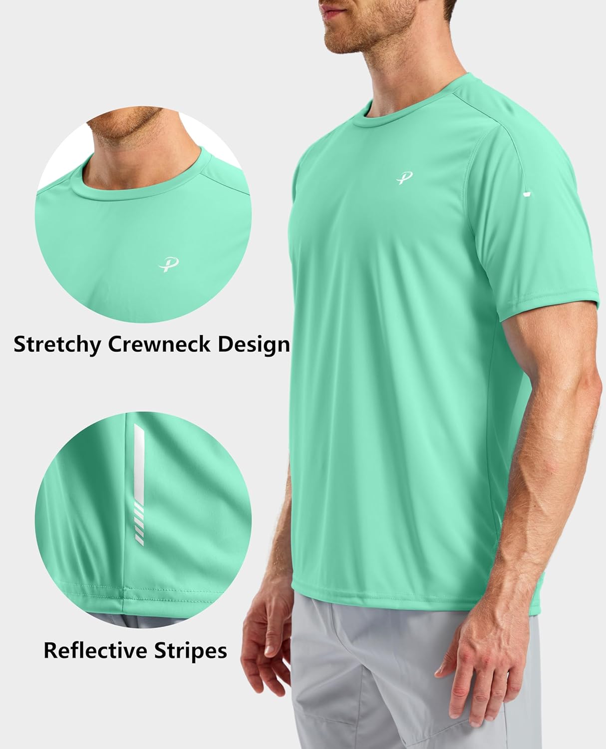 Pudolla Men's Running T-Shirts - Lightweight Quick-Dry Athletic Gym Tees | Short Sleeve Sport Tops