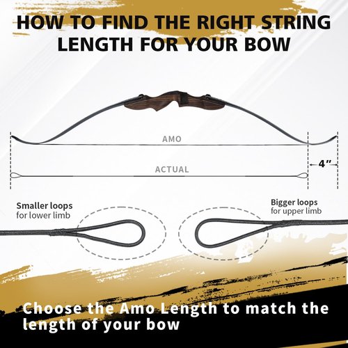LWANO B55 Bow String - Replacement for Recurve & Longbow - 12/14/16 Strands, 48-70in, Includes 2 Brass Nocks