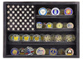 Military Challenge Coin Display Case Wall Mount Shadow Box for Medals and Souvenirs