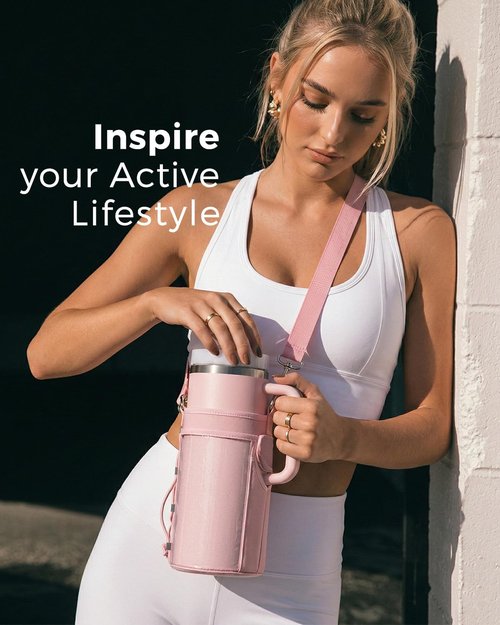 Magnetic Gym Bag for Women - Water Bottle Holder & Touchscreen Pocket | 4 Built-in Magnets, Fits 40oz Tumbler