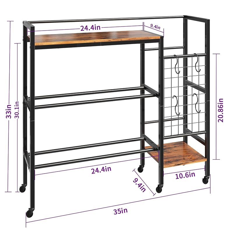 35" Adjustable Dumbbell Rack with Wheels – 4-Tier Home Gym Stand for Dumbbells, Kettlebells & Yoga Mats
