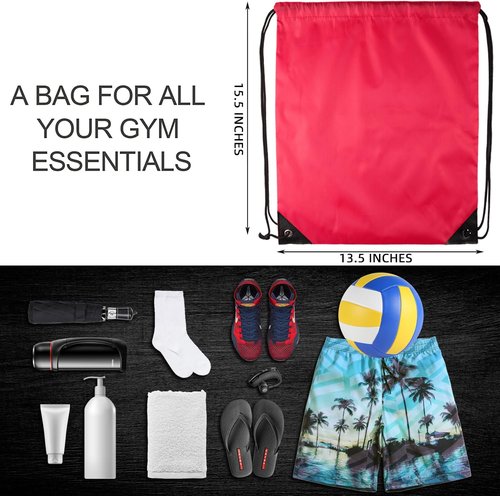GoodtoU Drawstring Backpack - Durable Nylon Cinch Sack Gym Bag for Sports & Travel | 20-Pack, Cherry