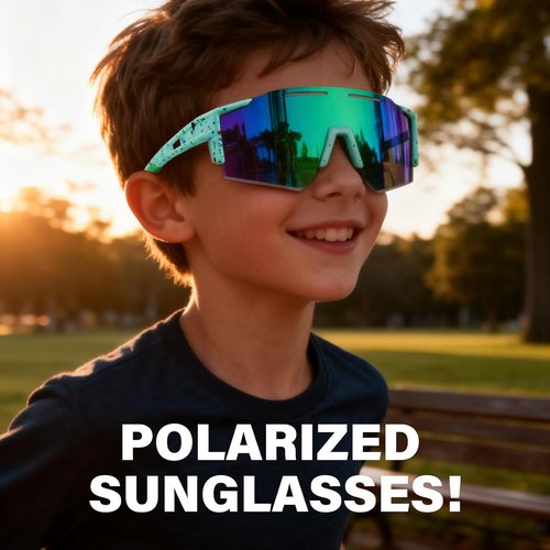 KUGUAOK Oversized Kids Sunglasses Youth Baseball Sun Glasses Boys Girls Softball Cycling UV400 Protection Goggles