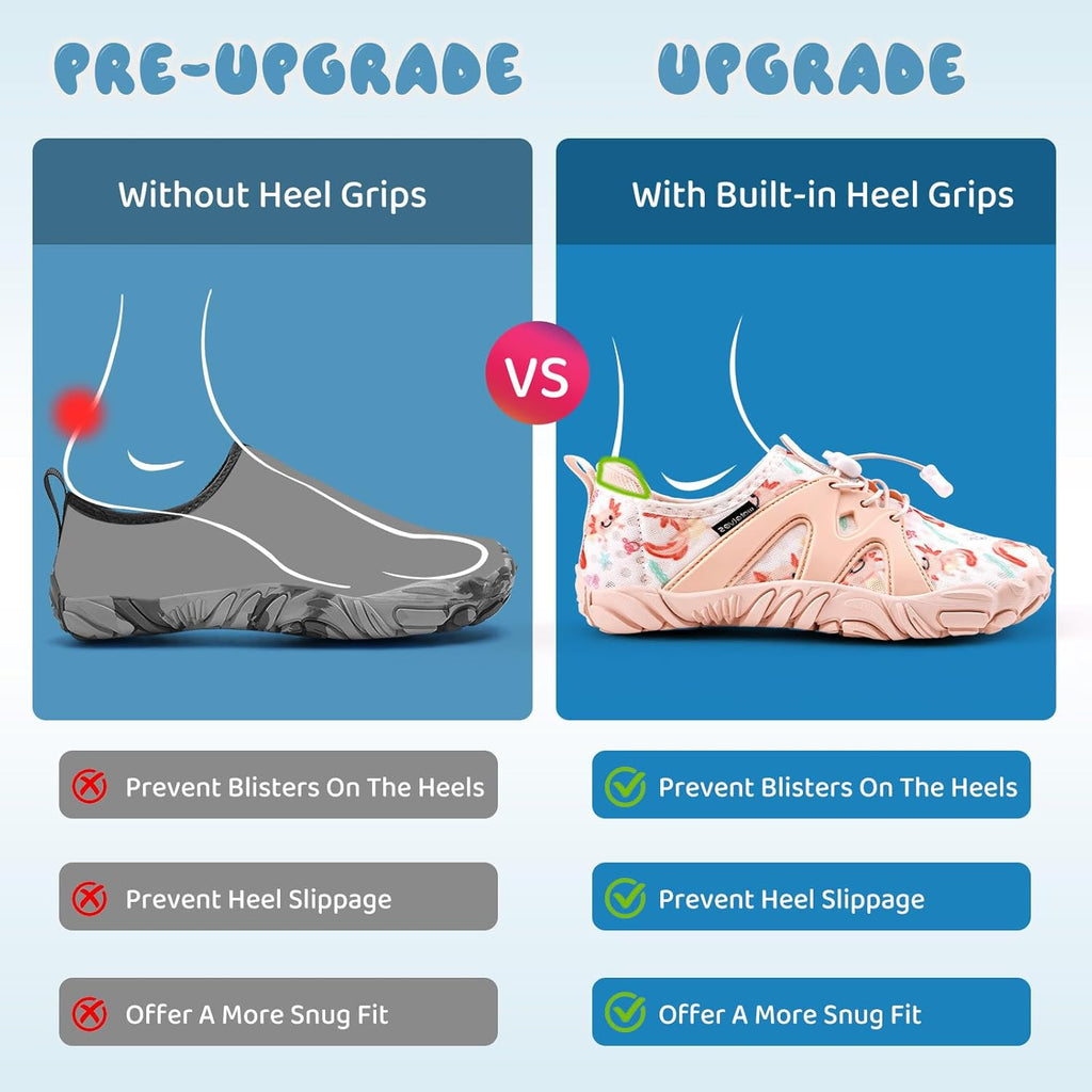 WateLves Water Shoes - Fast-Dry Aqua Sneakers for Kids | Comfortable Barefoot Design with Heel Grips