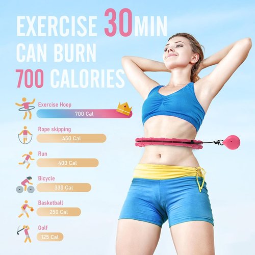 JKSHMYT Weighted Hula Hoop - 47 Inch Infinity Fitness Circle for Weight Loss | 24 Detachable Links, Ideal for Adults and Beginners