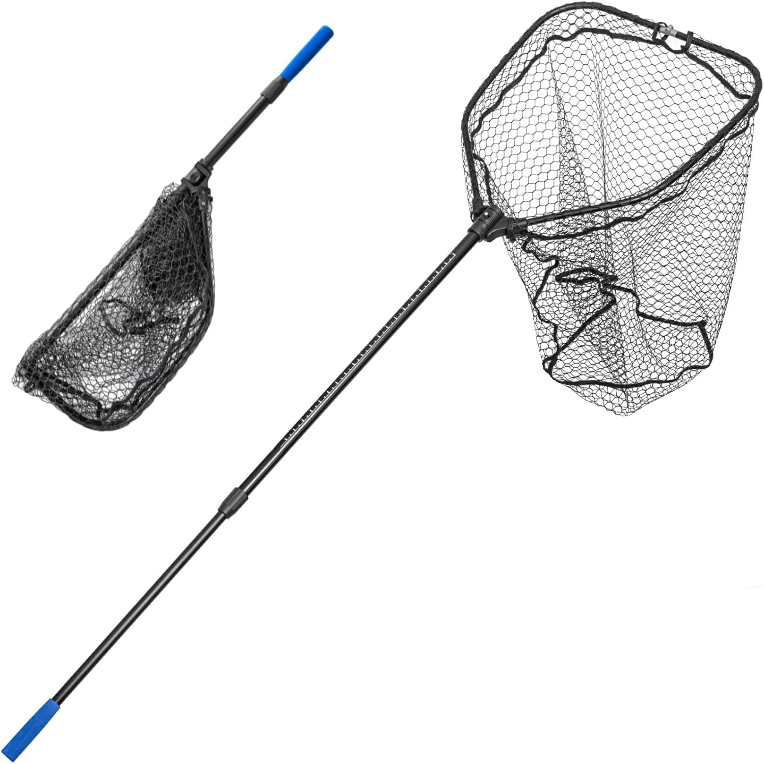 Telescoping Fishing Net by [Brand Name] - Lightweight Folding Landing Net with Rubber Netting | 56″-75″ Length, 20″ x 19″ Hoop