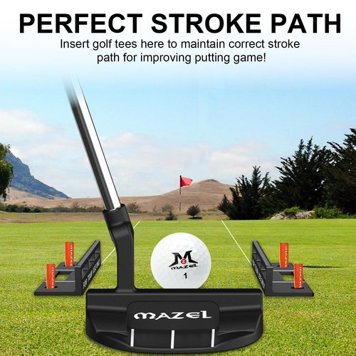MAZEL Golf Alignment Putting Training Aids - Golf Putting Path Tool for Consistency & Accuracy - Include Putts Gates,Ring & Tees (Black)