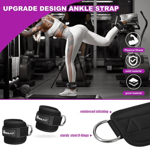 NEALFIT Barbell Pad Set - Heavy Duty Squat Pad with Lifting & Ankle Straps for Weightlifting | Home Gym Essential