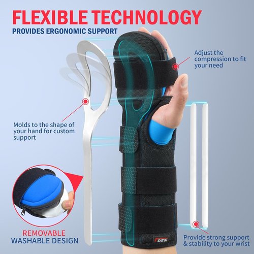 FEATOL Resting Hand Splint - Night Immobilizer for Pain Relief & Support | Left Small for Carpal Tunnel & Arthritis