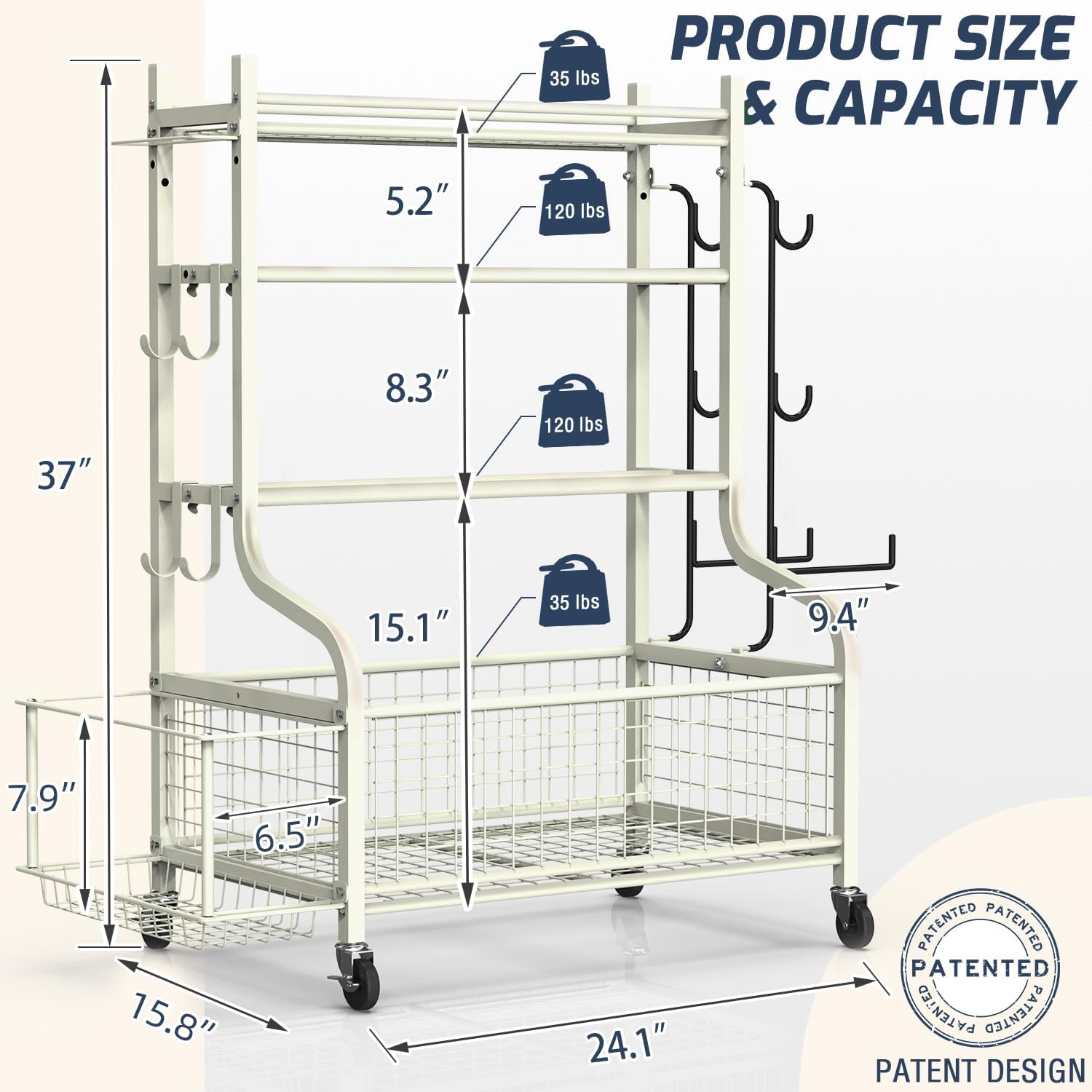 PLKOW Dumbbell Rack - All-In-One Home Gym Storage for Dumbbells, Kettlebells & Yoga Mats - Durable Steel with Wheels