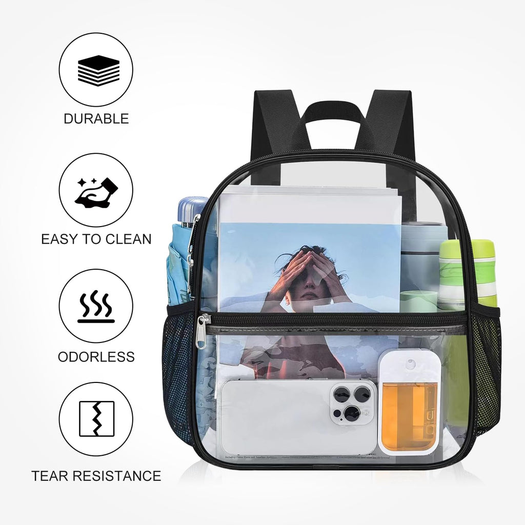 USPECLARE Clear Backpack Stadium Approved 12X11x6, Waterproof Clear Bag Stadium Backpack for Concert Work Sport Event