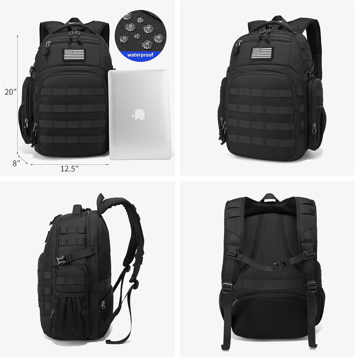 Wotony Tactical Backpack - Military-Grade Design for Men | Compact Black Assault Bag