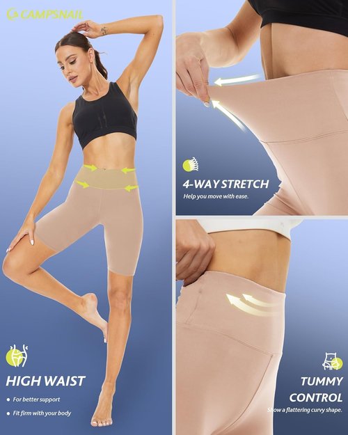 CAMPSNAIL High Waisted Biker Shorts for Women - Tummy Control Spandex Booty Shorts | 3"/5"/8" Sizes