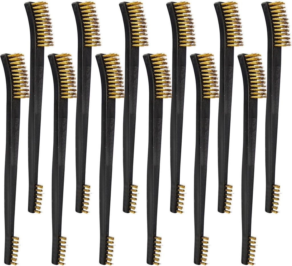 Skiennix 12 Pack Double-Ended Gun Cleaning Brushes Set - Brass & Nylon Handles for All Purpose Cleaning