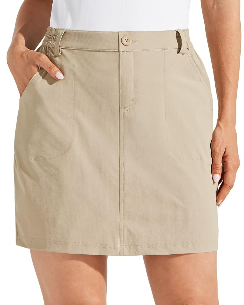 Willit Women’s Golf Skort Khaki Large UPF 50+ Quick-Dry with Pockets