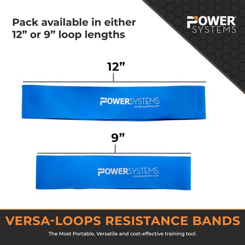 Power Systems Versa Loop Resistance Bands, 10-Pack – Color-Coded Exercise Bands for Workout, Strength Training, Physical Therapy – Light