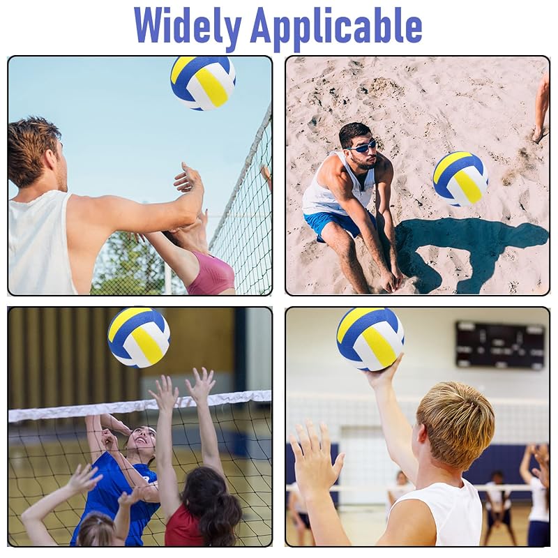 Volleyballs 6 Pack Official Size 5 with Pump & Net Bag - Composite Leather Indoor/Outdoor