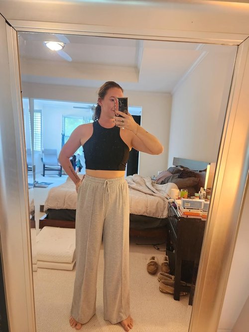 Missufe Women's High Waist Wide Leg Pants - Comfortable Casual Joggers with Pockets for Workouts