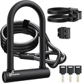 Sportneer Bike U Lock - Heavy Duty 18mm Shackle with 6ft Security Cable | Sturdy Mounting Bracket for All Bikes, 9.85''x6.3''