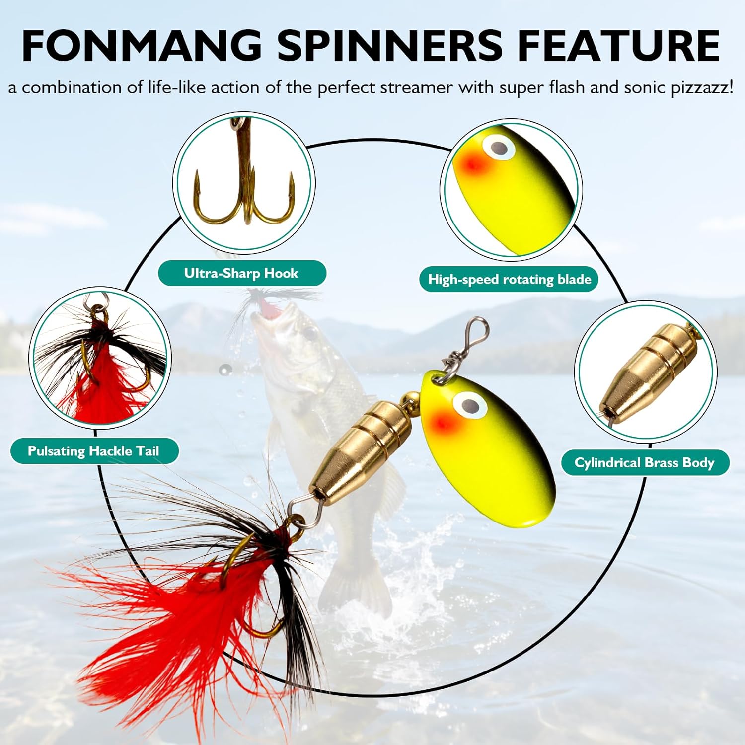 Skiennix Fishing Lure Spinner Baits - Versatile Freshwater & Saltwater Bass Trout Lures | Ideal for Crappie & Salmon