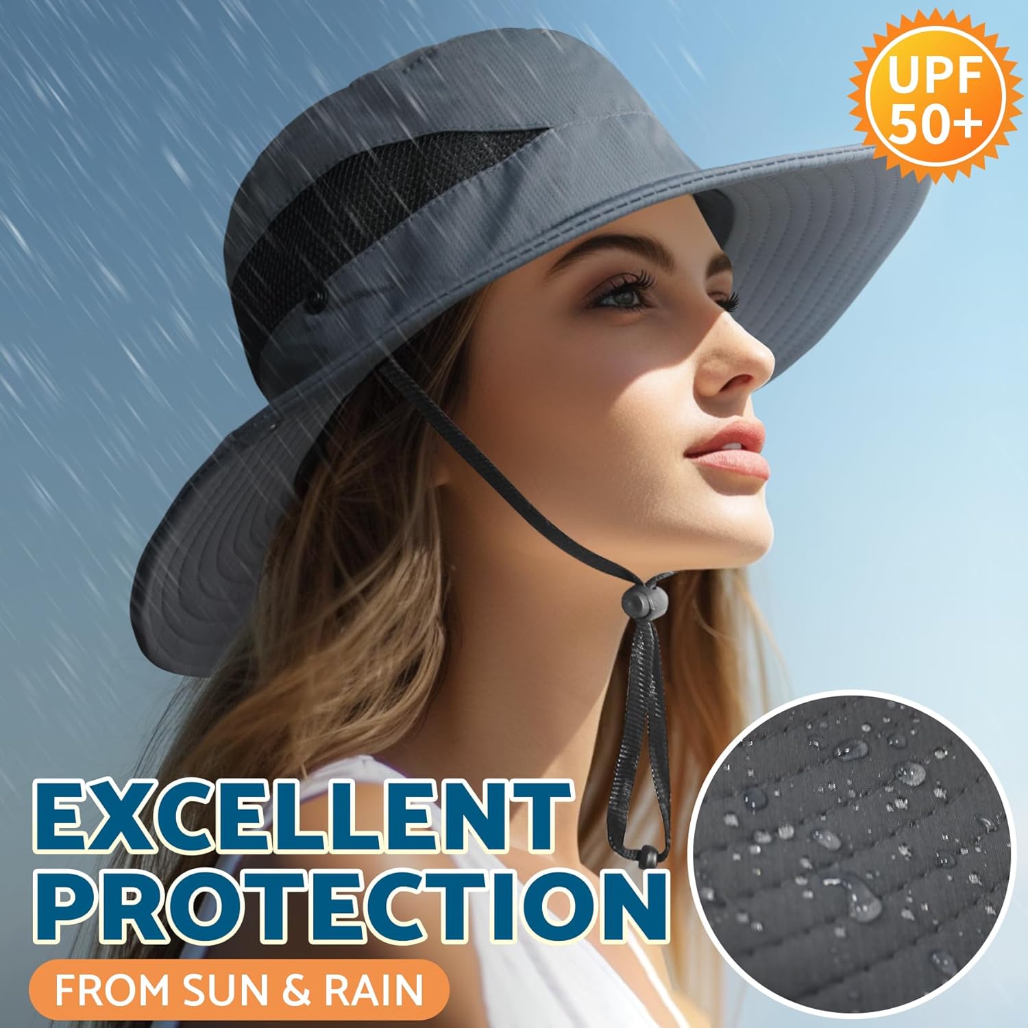 PFFY Sun Bucket Hat - 3” Wide Brim UPF 50+ Protection for Fishing & Beach Activities
