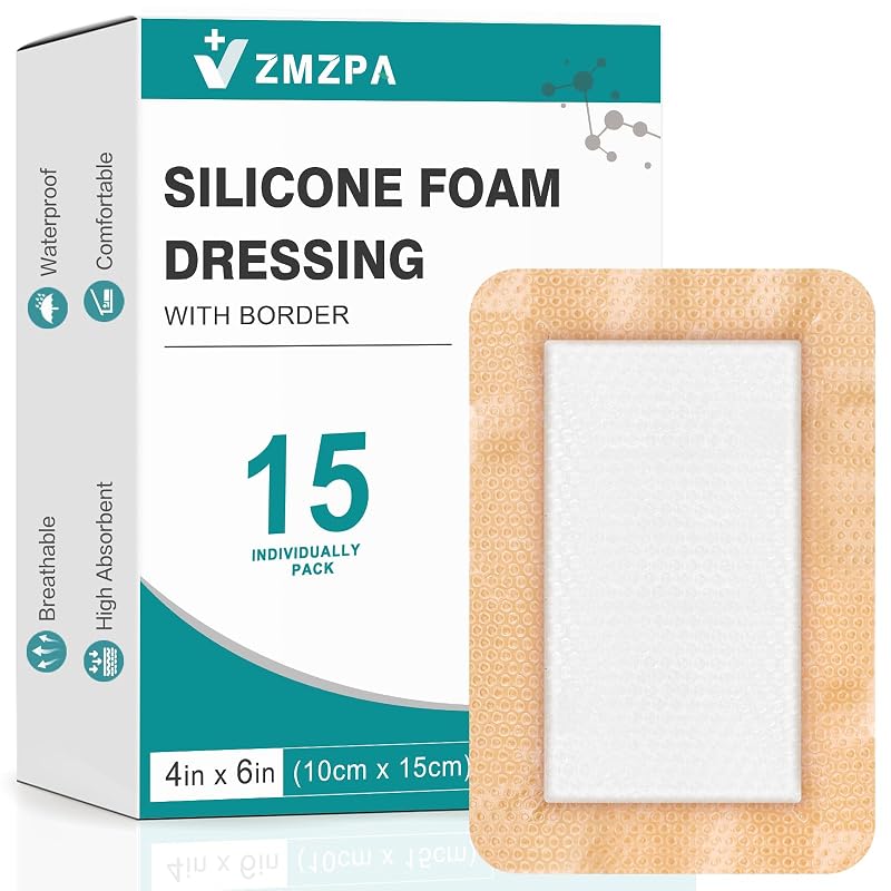 Silicone Foam Dressing 4x6 Bed Sore Bandages, Waterproof Wound Patches