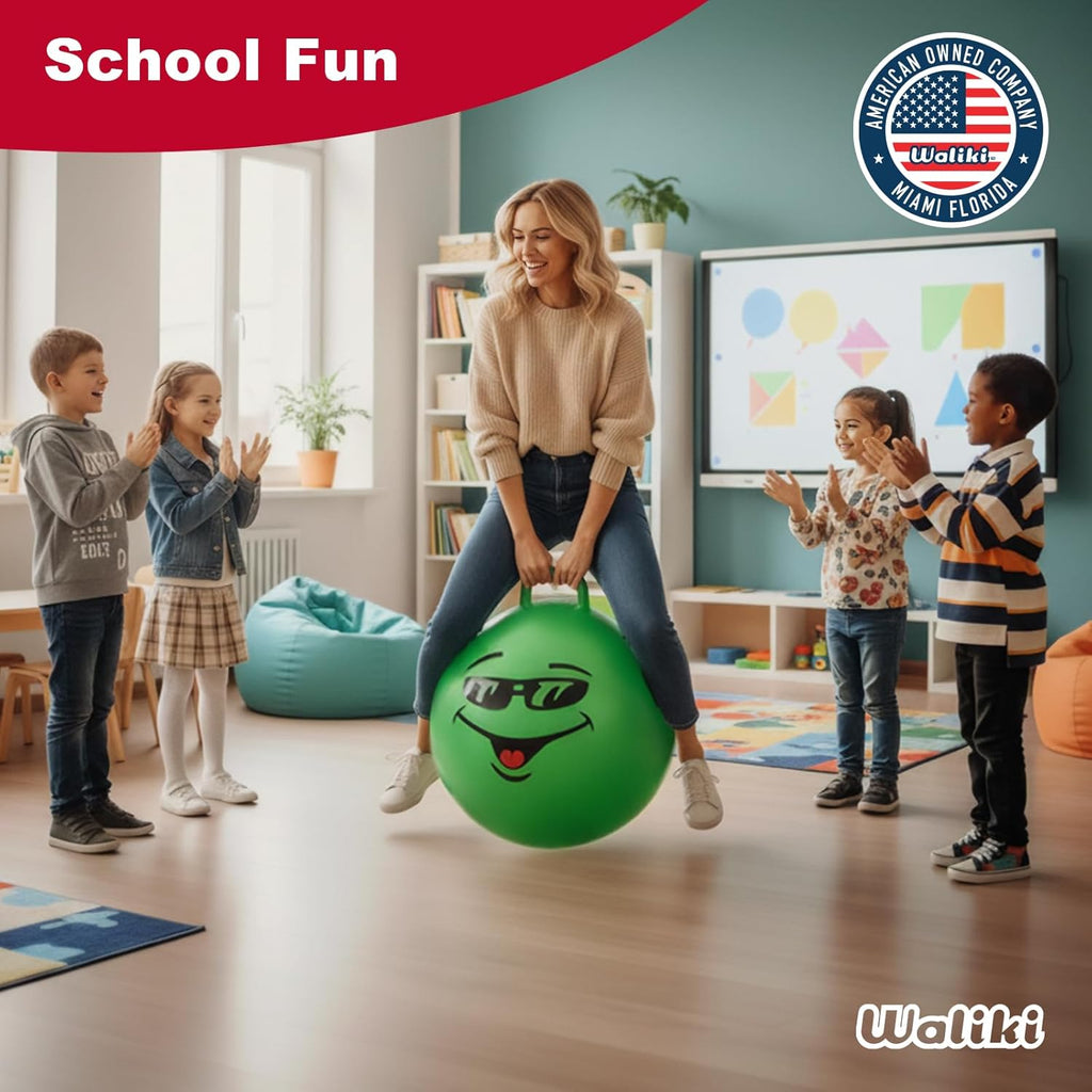 WALIKI Hop Ball Toy - 18” Green Jumping Therapy Ball for Kids Aged 3-6 | Fun Outdoor Hopping Toy