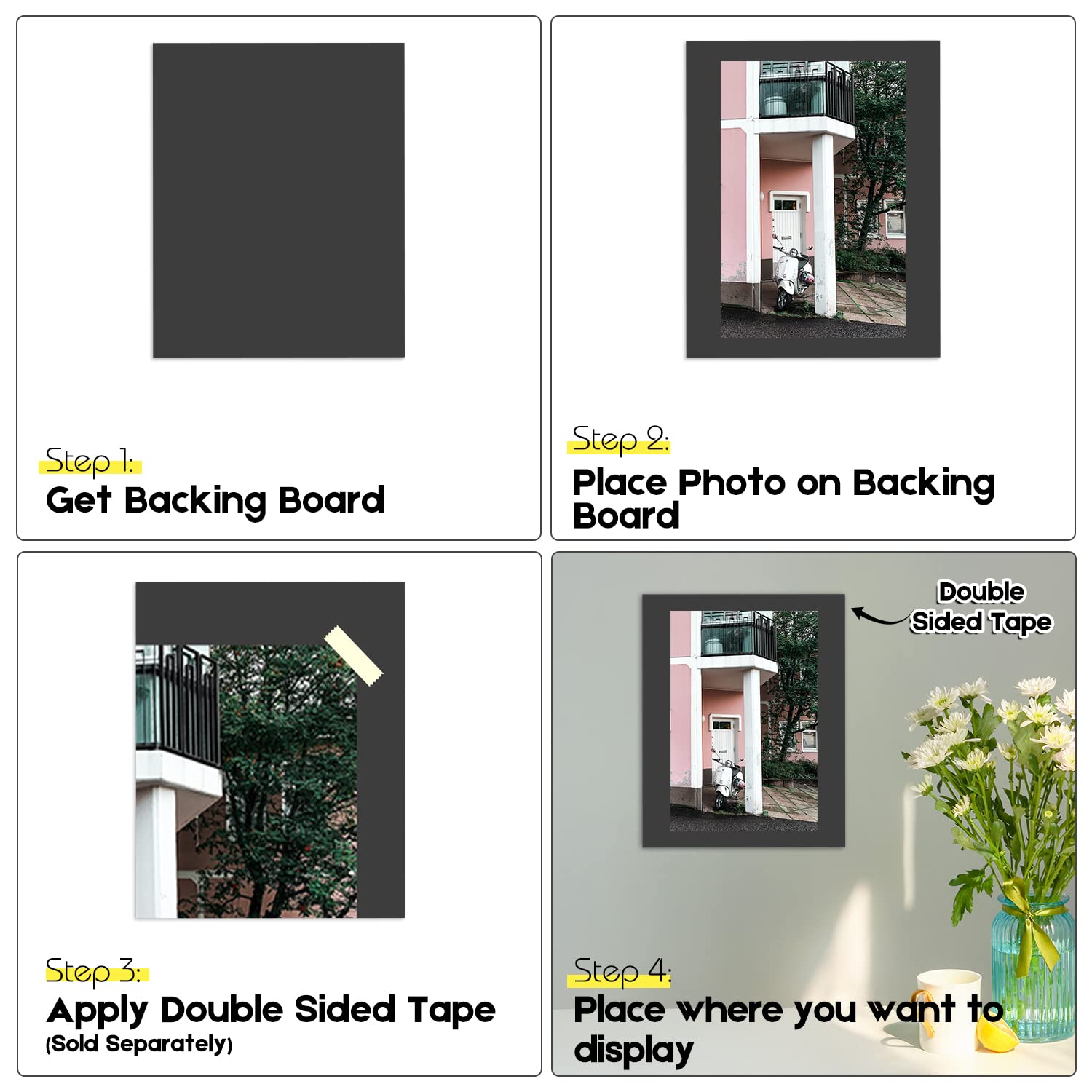 Golden State Art, 10 Pack 11x17 Uncut Photo Mat Matboard, Black Backing Board for Frame, Picture, Print