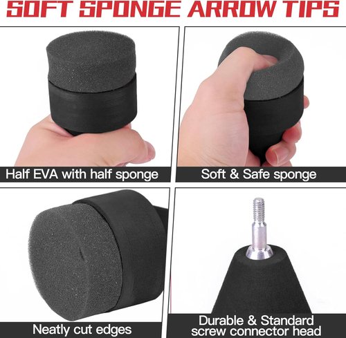 Eyourlife Foam Arrow Tips - 10 Pack Soft Sponge Arrowheads for LARP & Archery Beginners | Ideal for Outdoor Use