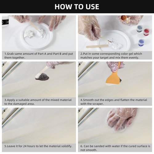 Globalcom Fiberglass Boat Repair Kit, Gel Coat Repair Kit for Boats, Marine Fiberglass Repair Kit for Boats, Epoxy Filler for Boats, Fiberglass Repair Kit Fix Holes Chips Pit Cracks (Color Match)