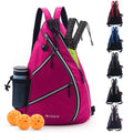 ZOEA Pickleball Bag, Sport Pickleball Sling Bag for Women Man, Adjustable Pickleball Backpack with Water Bottle Holder, Fits 4 Paddles and All Your Other Gear (Rose Red)