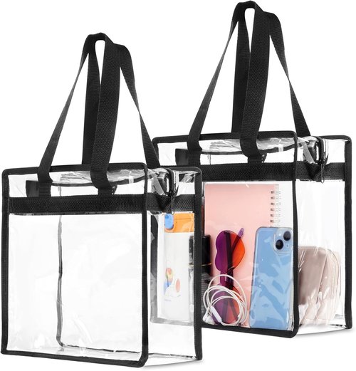 Hoiny Clear Stadium Bag - Large Transparent Tote (12x6x12) for Gym, Concert & Sports Events