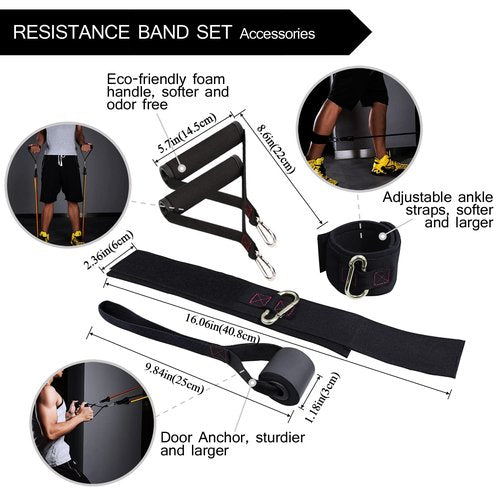 TheFitLife Resistance Exercise Bands Set (150lbs) with Handles+ TheFitLife Pull-Up Assist Exercise Bands Set for Body Stretching, Power-Lifting, Fitness Training