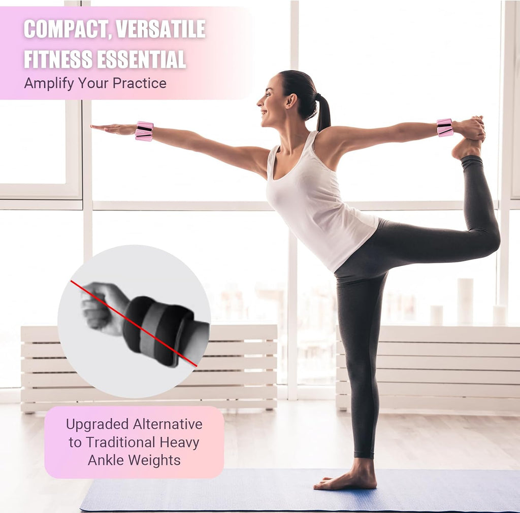 Wrist Ankle Weights for Women Set of 2, Adjustable Silicone Weighted Bangles, Wearable Ultra-durable Strips Weight Bracelet 2 lbs/4 lbs for Yoga, Pilates, Barre, Walking, Arm & Leg Workout