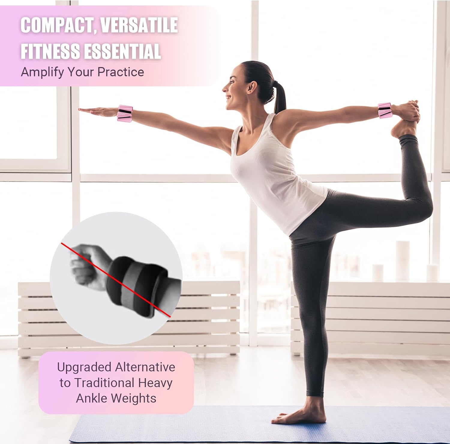 Wrist Ankle Weights for Women Set of 2, Adjustable Silicone Weighted Bangles, Wearable Ultra-durable Strips Weight Bracelet 2 lbs/4 lbs for Yoga, Pilates, Barre, Walking, Arm & Leg Workout