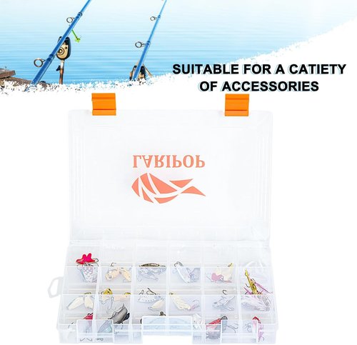 LARIPOP 3600 Fishing Tackle Boxes - Clear Plastic Storage Trays with Adjustable Dividers | 4-Pack Organizer for Lures & Accessories