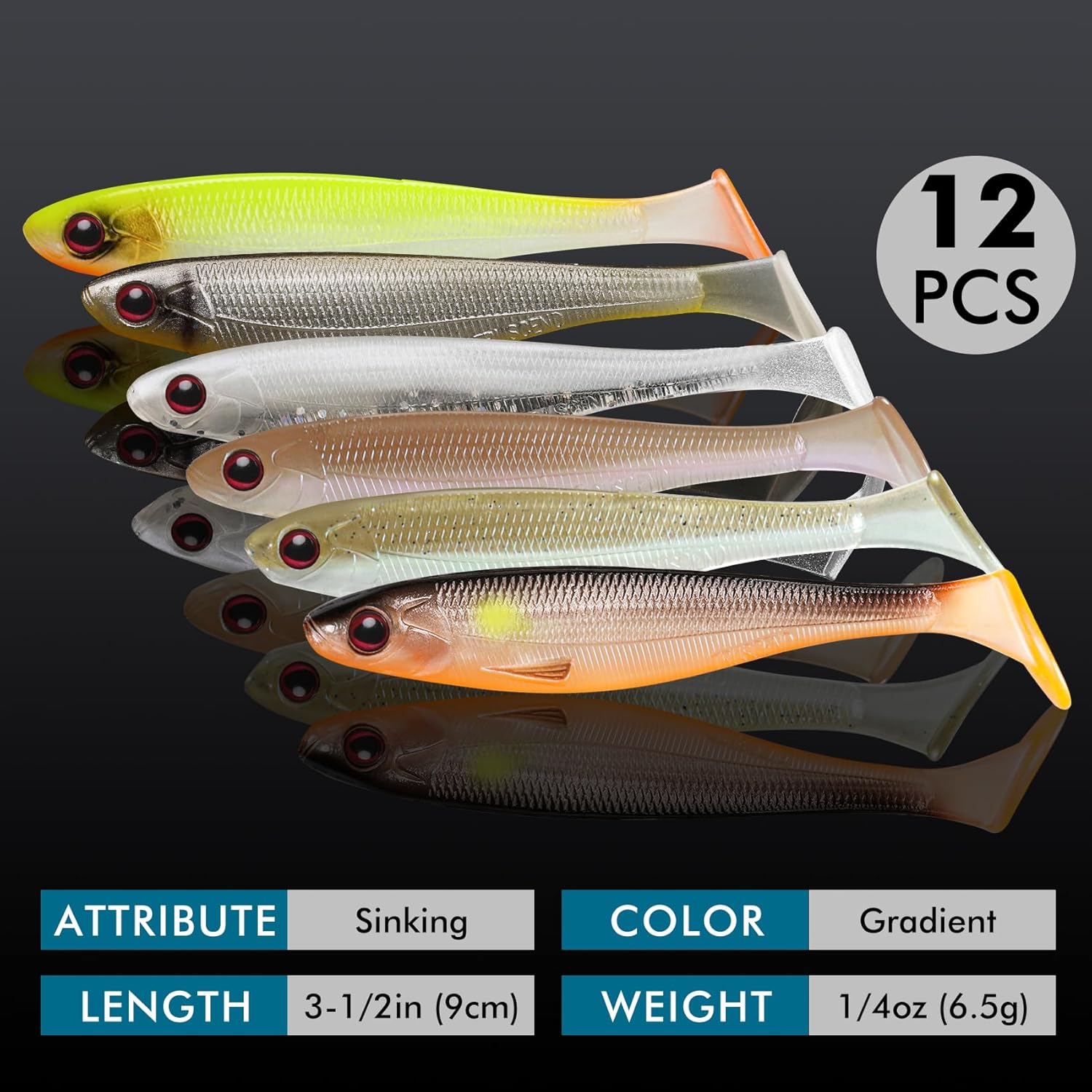 TRUSCEND Soft Fishing Lures - Pre-Rigged Swimbaits with Spinner for All Fish Species | Must-Have Tackle Box Bait
