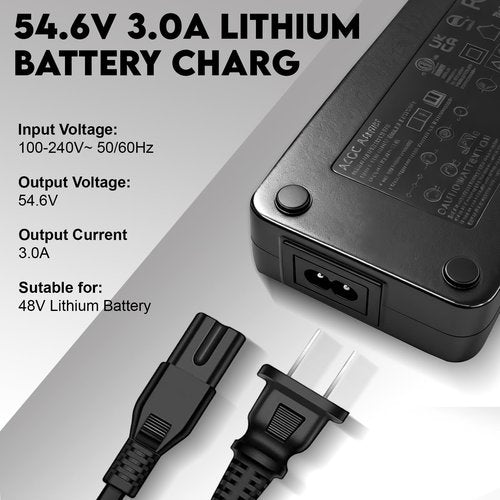 54.6V 3A Fast Battery Charger for Electric Scooter, Hoverboard, E Scooter, Electric Ebike, Universal 7-in-1 Replacement for 48V Lithium Battery 100-240V Input,Compatible with Segway, Volpam, Jetson