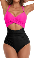 Eomenie Women's One-Piece Swimsuit - Tummy Control Cutout High-Waisted Design | Stylish Wrap Tie Back