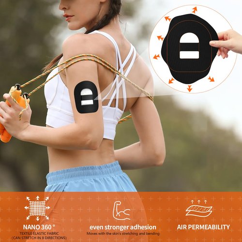 Omnipod 5 Adhesive Patches 30pcs - Waterproof Overpatches With Strap Pre-Cut Sweatproof Sensor Tape (Black)