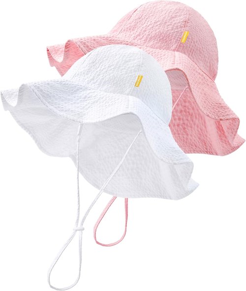 HONGTEYA Baby Sun Hat - Adjustable Toddler Beach Hat with Wide Brim for Sun Protection | Summer Outdoor Use